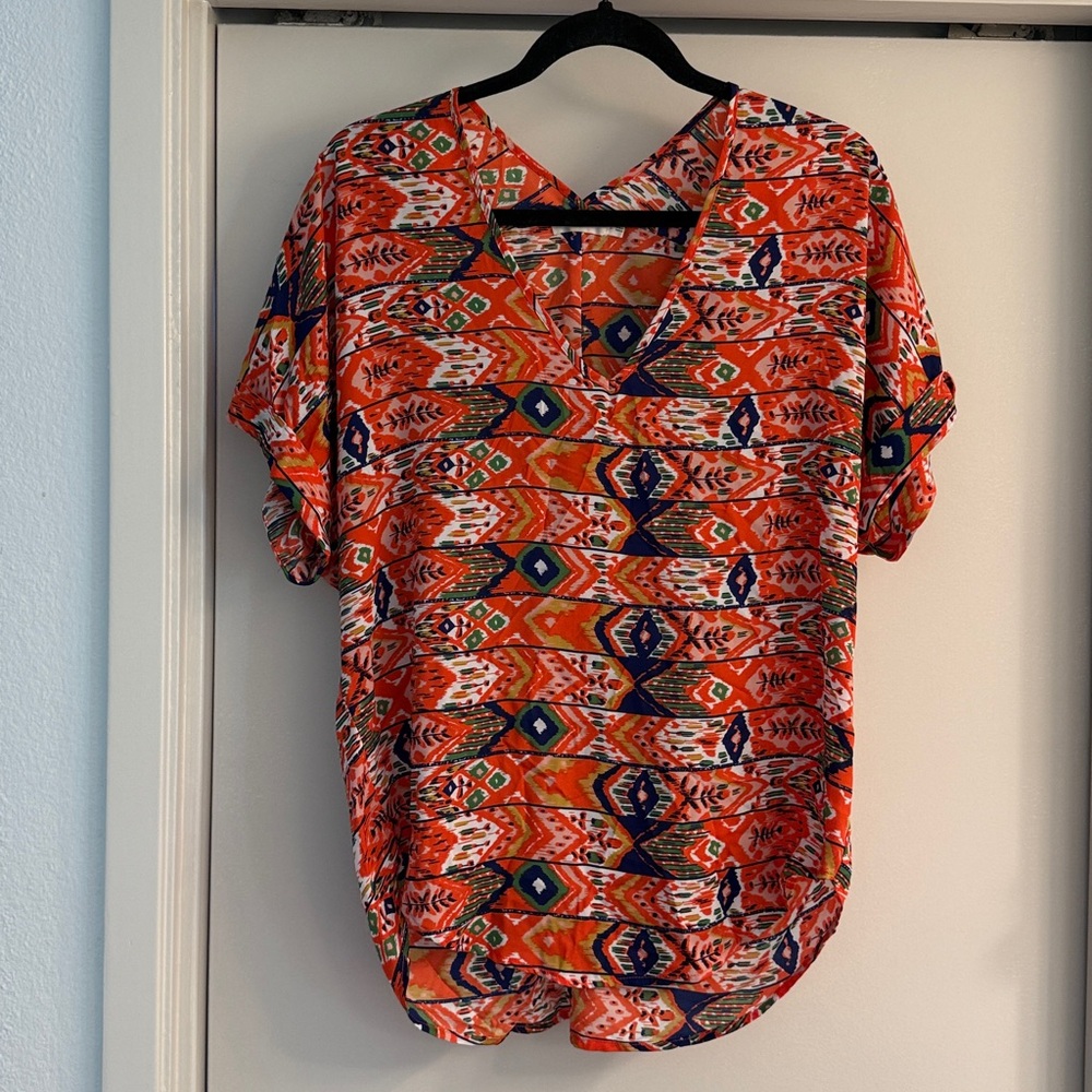 Lush Multicolor Geometric Blouse